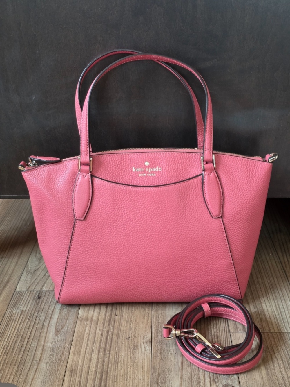 Kate Spade Pink Pebble Leather shoulder Bag with crossbody EUC